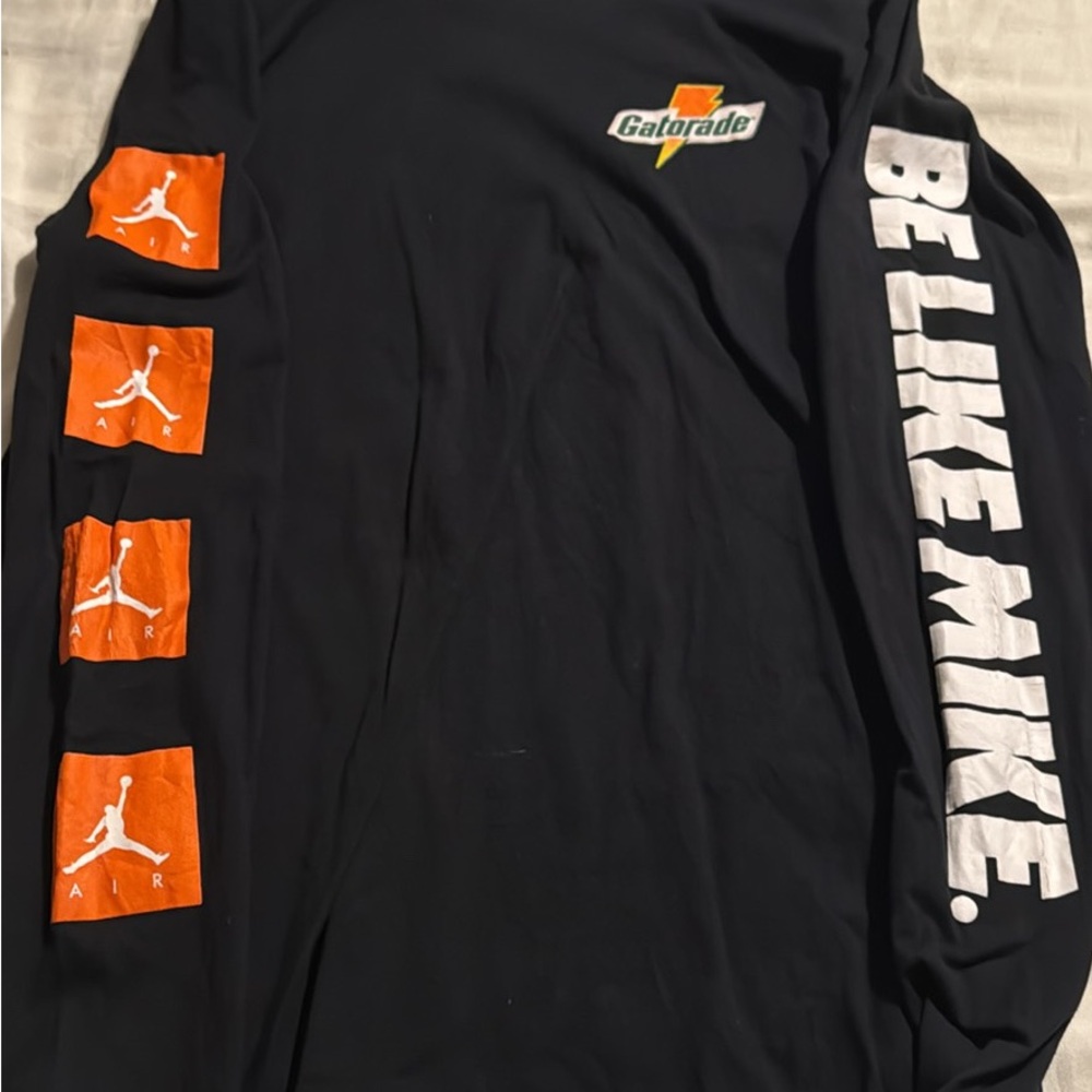 Jordan Black Long Sleeve Tee with Orange and White Accents